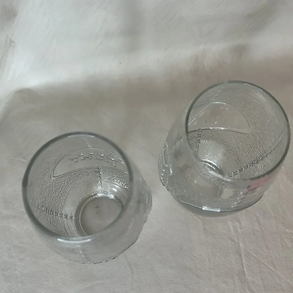 Coors Light Football Beer Drinking Glasses 2 1/2 In Round 6 1/2 In Tall Set 2